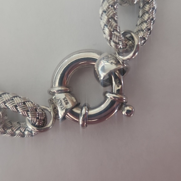 Elegant JCM Italian Sterling Silver Woven Chain Link Bracelet - Picture 3 of 6
